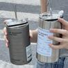 600ml Coffee Milk Tea Juice Cup Large Capacity Stainless Steel Straw Insulated Cup Portable Office Home Outdoor