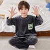 Kinder Flanell Pyjama Set Jungen Mädchen Warm Langarm Oberteil Und Hose Nachtwäsche Winter Haus Nachtwäsche