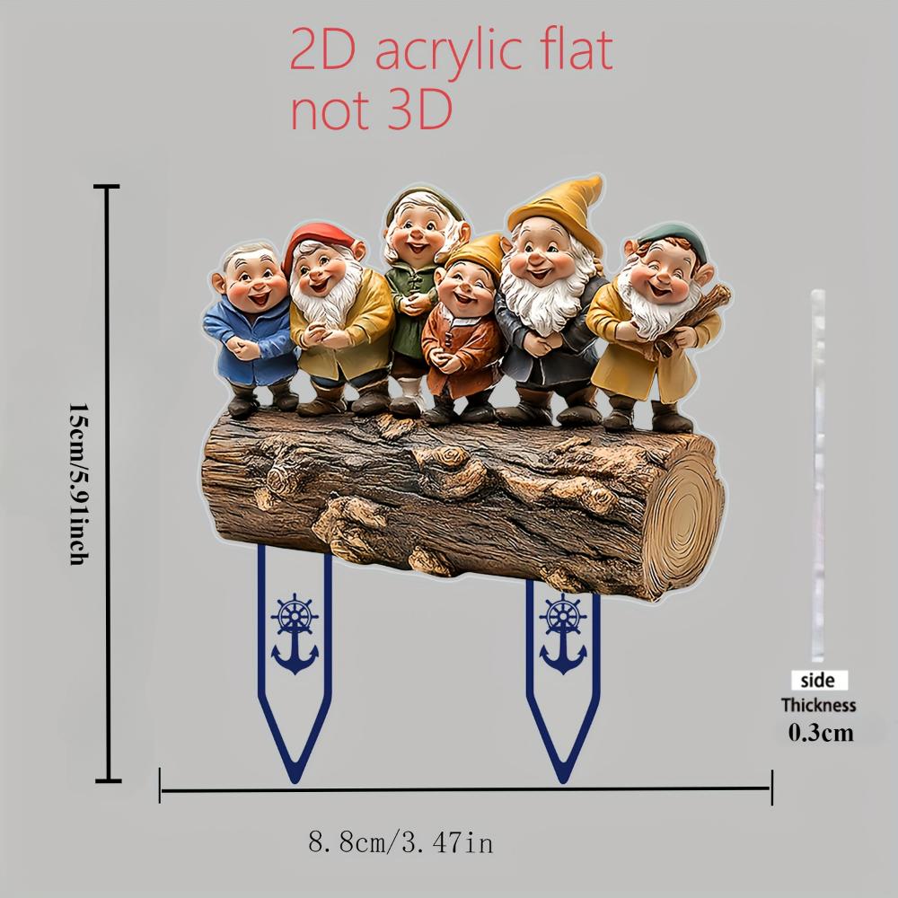 A Group of Happy Dwarfs, 2D Flat Acrylic, Decoration, Suitable for Garden, Lawn, Outdoor, Christmas, Halloween