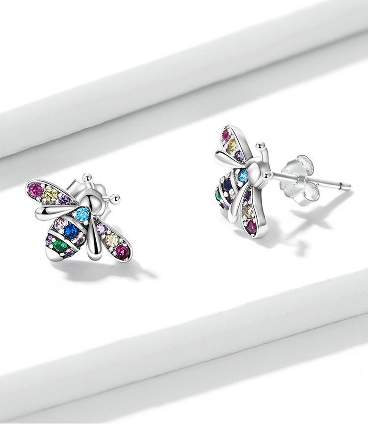 Yinziyun Insect Stud Earrings: Exquisite Butterfly & Dragonfly with Pave Diamond, 925 Sterling Silver