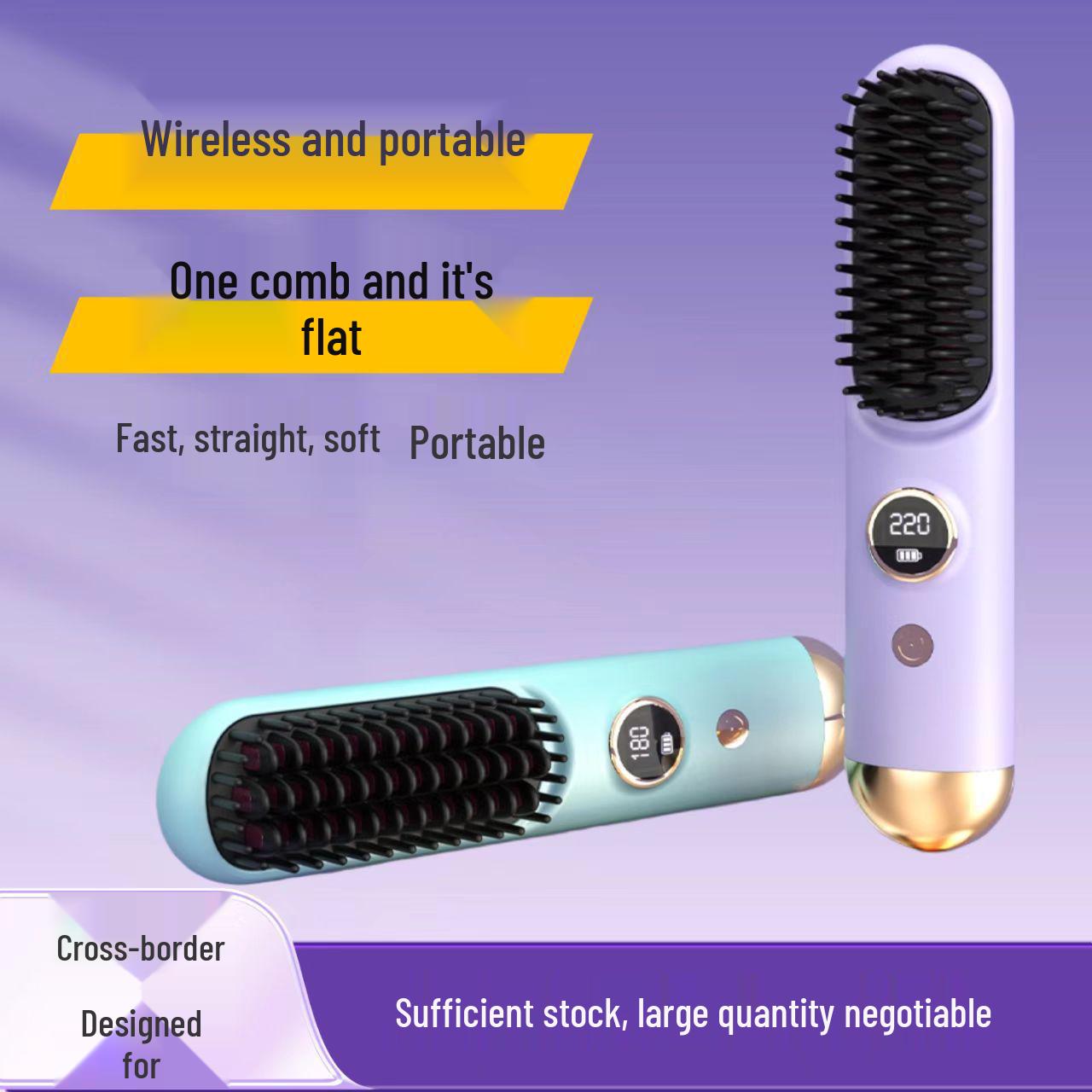 Portable Negative Ion Wireless Hair & Beard Styling Comb Sky Blue