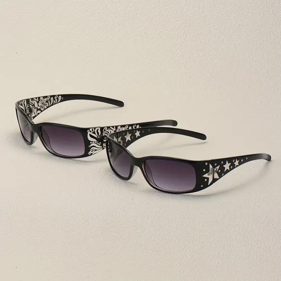 

2PCS Retro Style Pattern Star Decoration Y2K fashion Women s Sunglasses Vacation Tourism Street Decoration Glasses Men