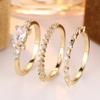 Delicate Gold Color Wedding Rings Set for Women Engagement Bridal CZ Stackable Ring Fashion Jewelry Size 6-10