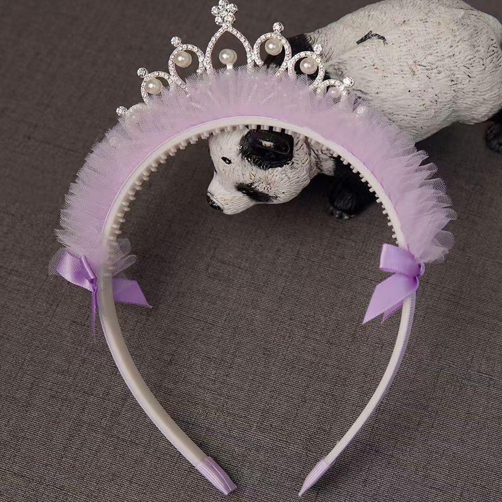 Crown Hair Accessories for Little Girls Sweet Fresh Sweet Mesh Bow Hair Clamp and Children's Hair Band Girl's Crown Headband