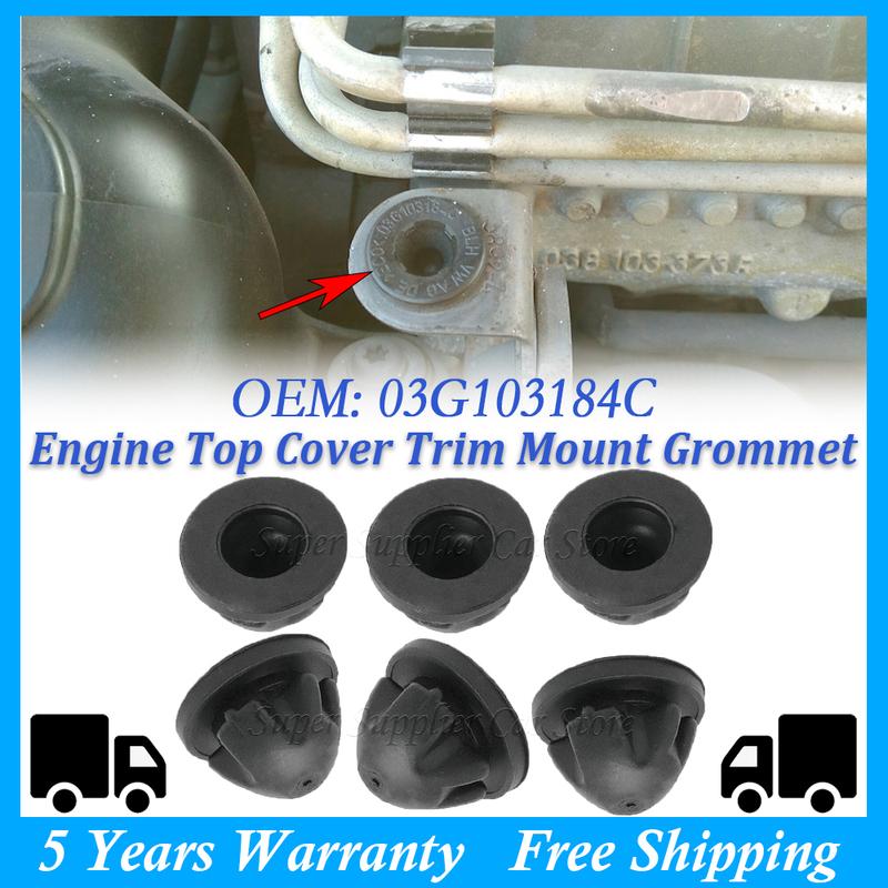 For A3 8P1 2.0 1968 Ccm 6Pcs Car Engine Cover Grommet Rubber Trim Engine Top Cover Trim Rubber Mount Grommet 03G103184C