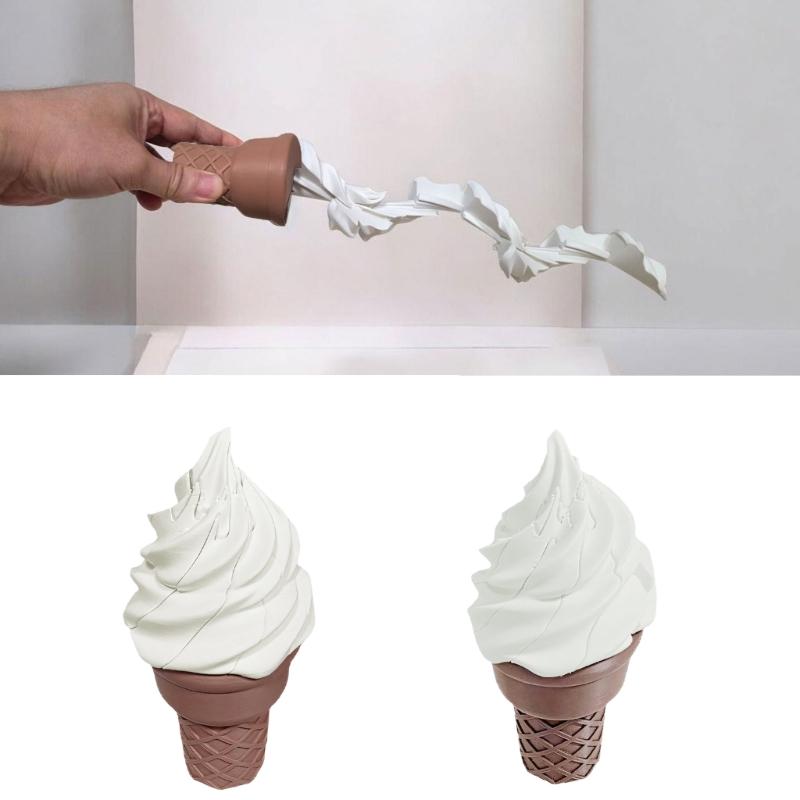 Ice Cream Desk Decors Toy, Stretchable 3D Printed Stress Relief Sensory Fidgeting Figurine for Students, Work Desks, and Shelf Display
