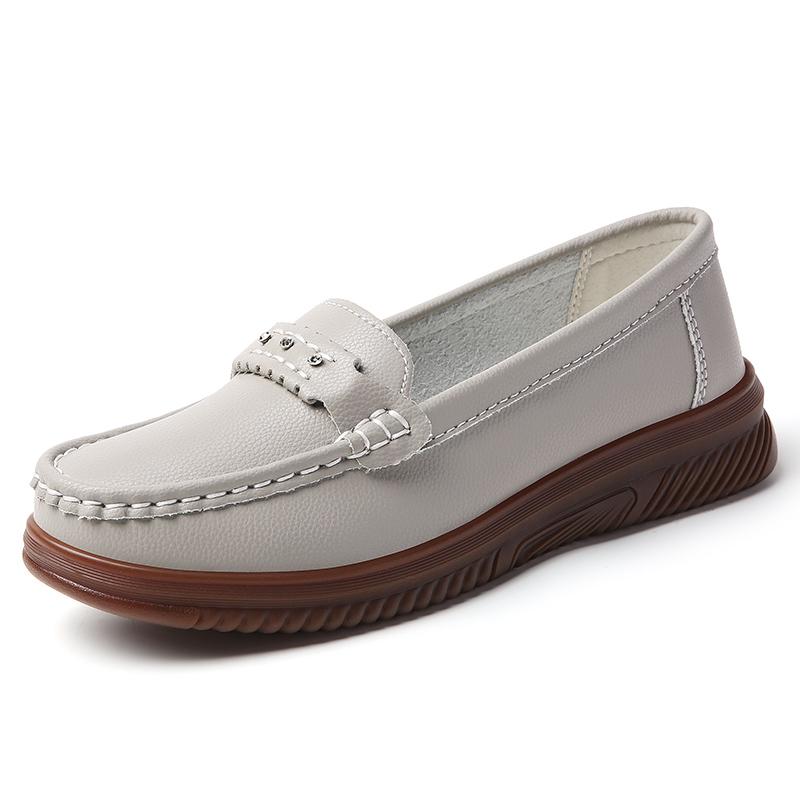 

Women s 100% genuine leather fashionable casual spring and summer new flat leather shoes, loafers, vulcanized women s shoes 41