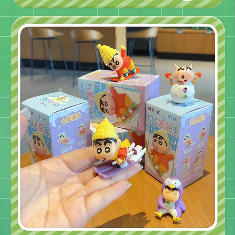 Crayon Shin-Chan Skiing now Romantic Poem Series Action Figurines Model Toys  Car Decoration Desktop Birthday Gifts
