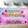 Balloons,Flowers,Stars Theme-Happy Birthday Backdrop Polyester for Photo Booth,Party Event,Indoor/Outdoor Celebrations