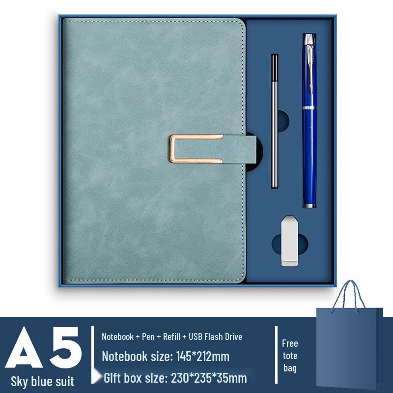A5 Custom Business Leather Notebook with Magnetic Buckle – High-Quality, Thick Pages, Logo Printable
