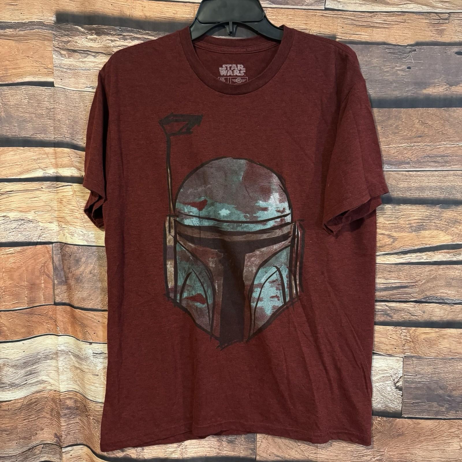 Star Wars Boba Fett Helmet Graphic Tee Medium Red Heather Mandalorian Unisex T-Shirt XXXXL
