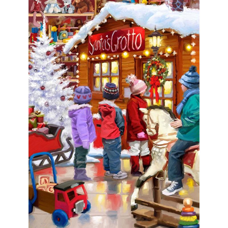 5D DIY Diamond Paint Cartoon Dětská sada křížkového stehu Celá kulatá vyšívání Mozaika Umělecký obrázek Kamínkového vánočního dárku