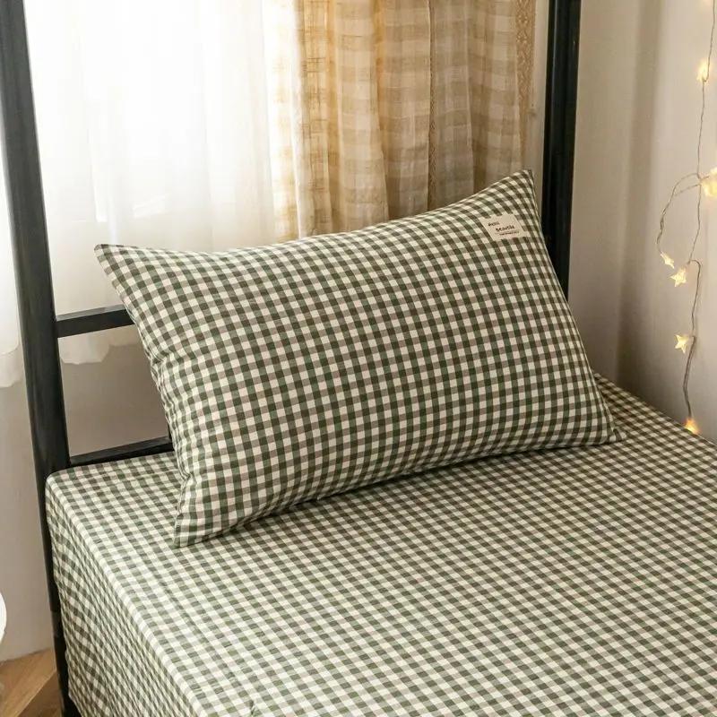 Plaid Pillow Case Home Bedroom Couples Cotton Comfortable Washable Case Cover for Adults Sleeping Textile New