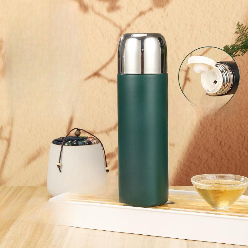 

Чашка для тушения с разделением на чай. Интеллектуальная термочувствительная чашка для тушения. Термос большой емкости двойного назначения с одной крышкой. Подарочная чашка для офиса. 480ml зелёный