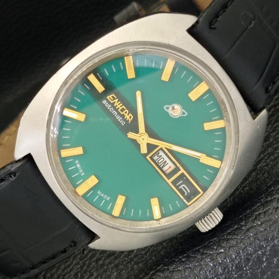 

Б/у ENICAR AUTOMATIC SWISS 167 МУЖСКИЕ ЧАСЫ DAY&DATE ЗЕЛЕНЫЙ ЦИФЕРБЛАТ a427758-2 R1054-a427758