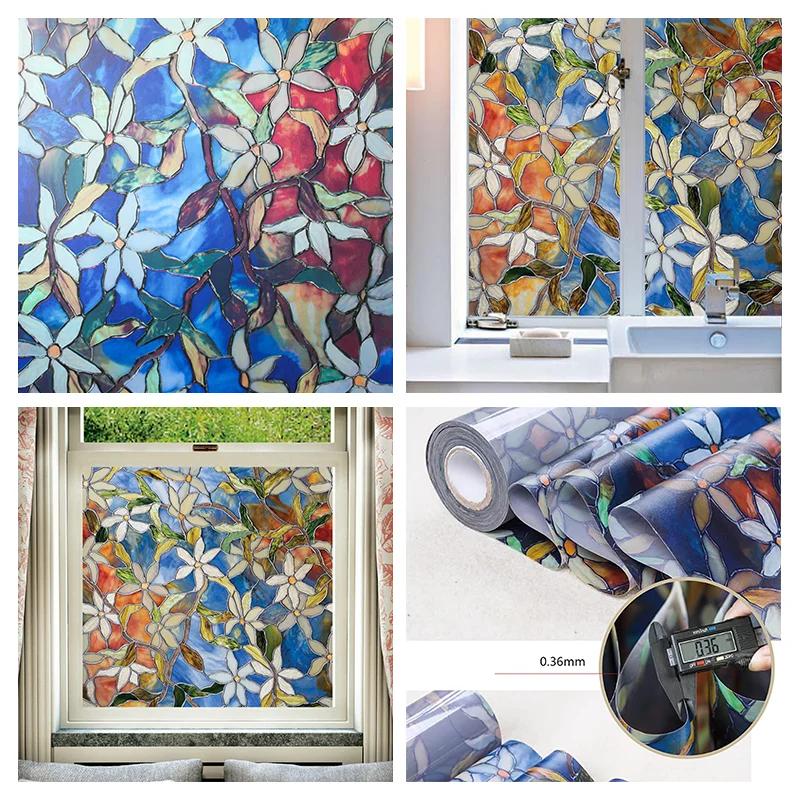 Okenní fólie z vitráží, nelepicí statická přilnavá okenní tónovací fólie, matná skleněná fólie pro ochranu soukromí, dekorace okenních fólií