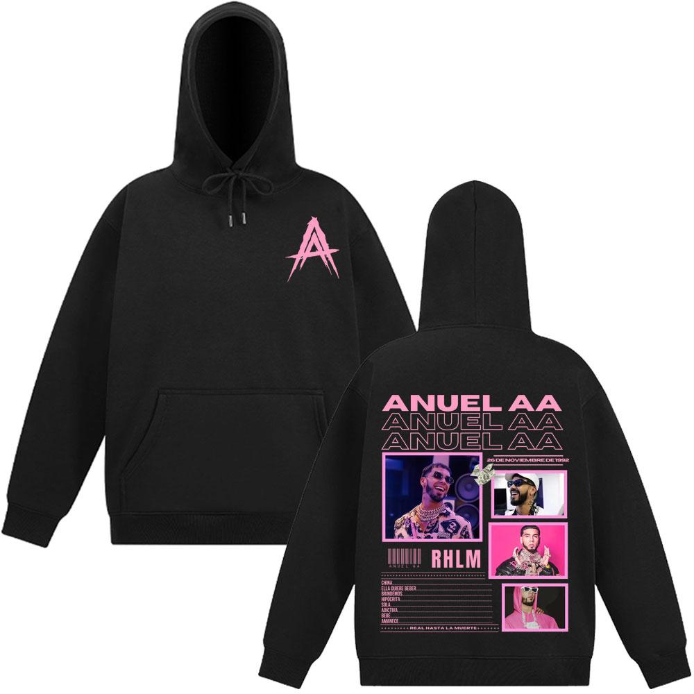 Rapper Anuel AA Album 2025 Graphic Hooded Sweatshirts Men Women Hip Hop Gothic Autumn Winter Pullover Casual Classic Sportswear
