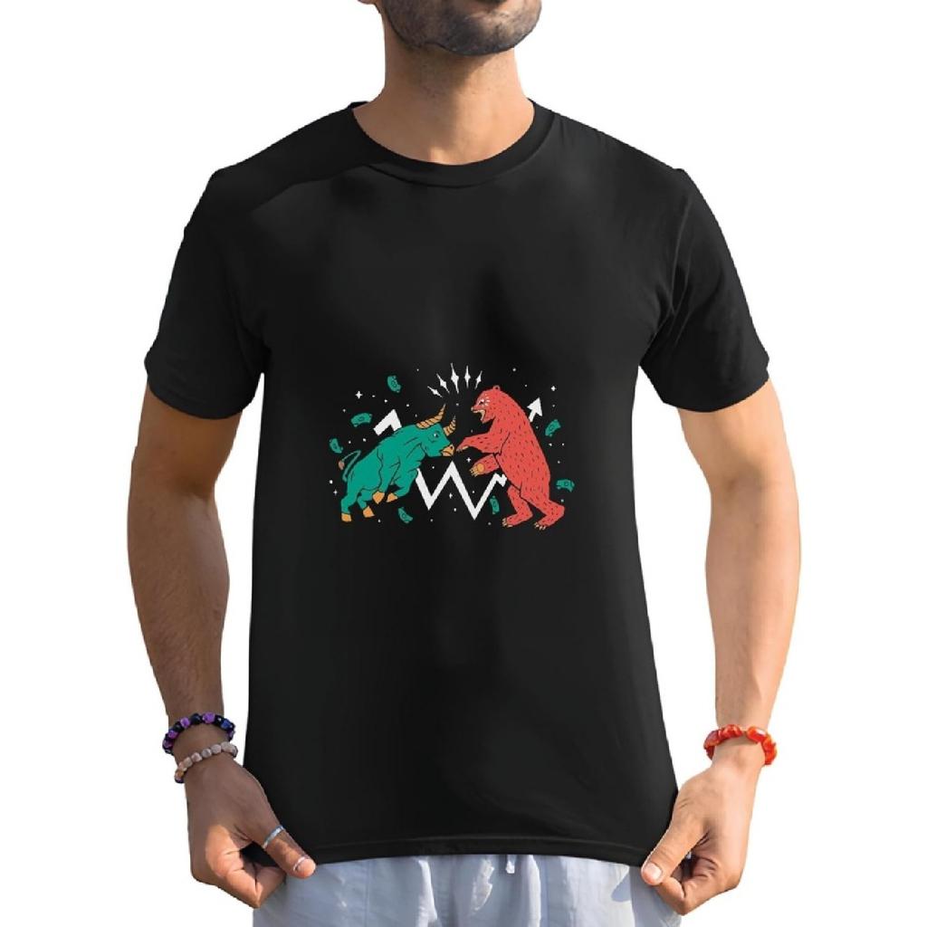 Animal Fight Bull Bear Finances Gift for Financial Investors Men Women Black Multicolor T Shirt
