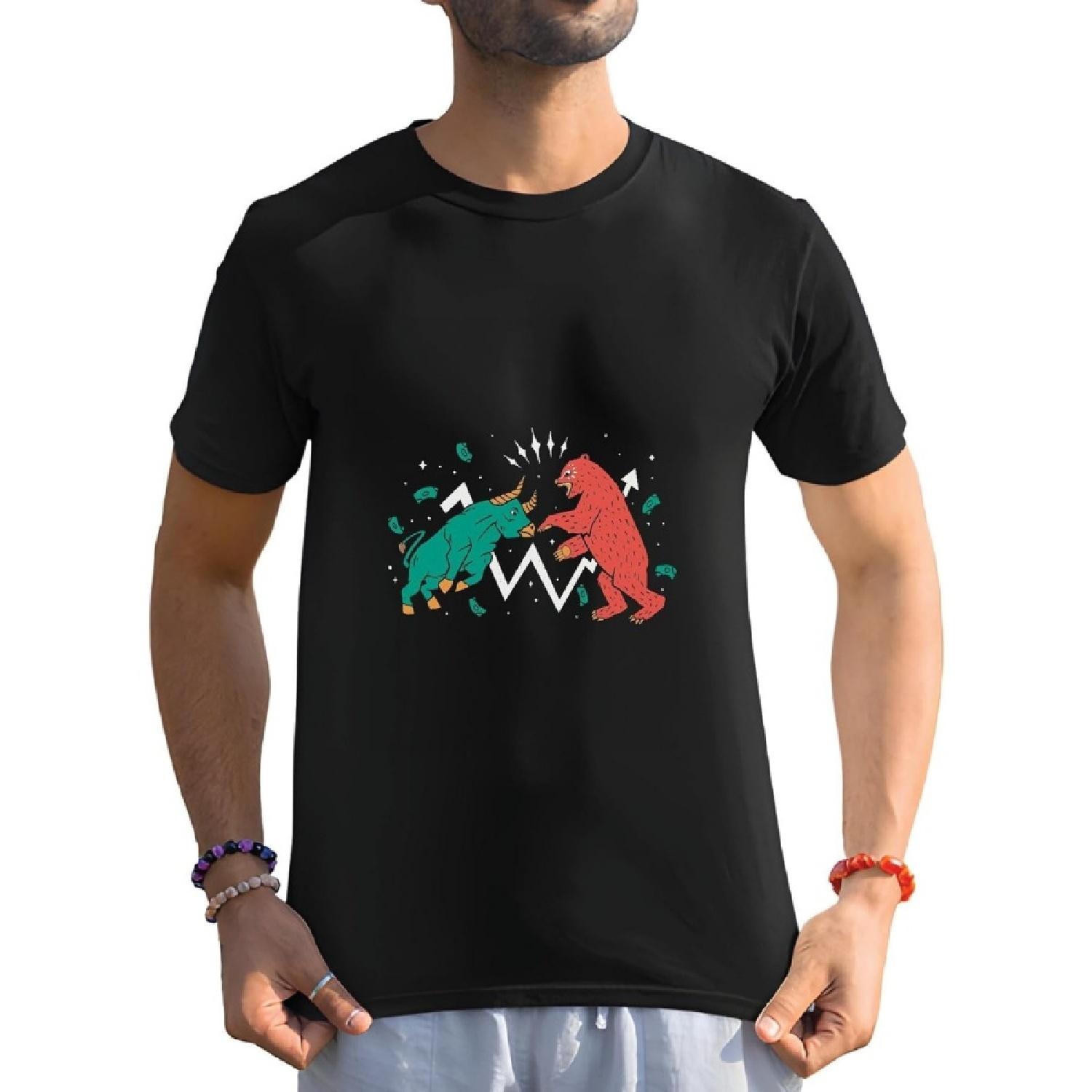 Animal Fight Bull Bear Finances Gift for Financial Investors Men Women Black Multicolor T Shirt XXXXXL разноцветный