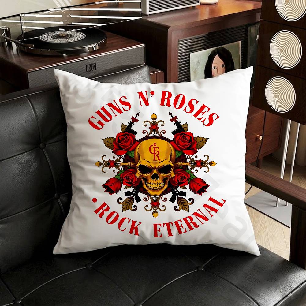 Band GGuns N Roses Pillow Case Antidustmite Pillowcase Invisible zipper silky short plush Sofa cushion cover