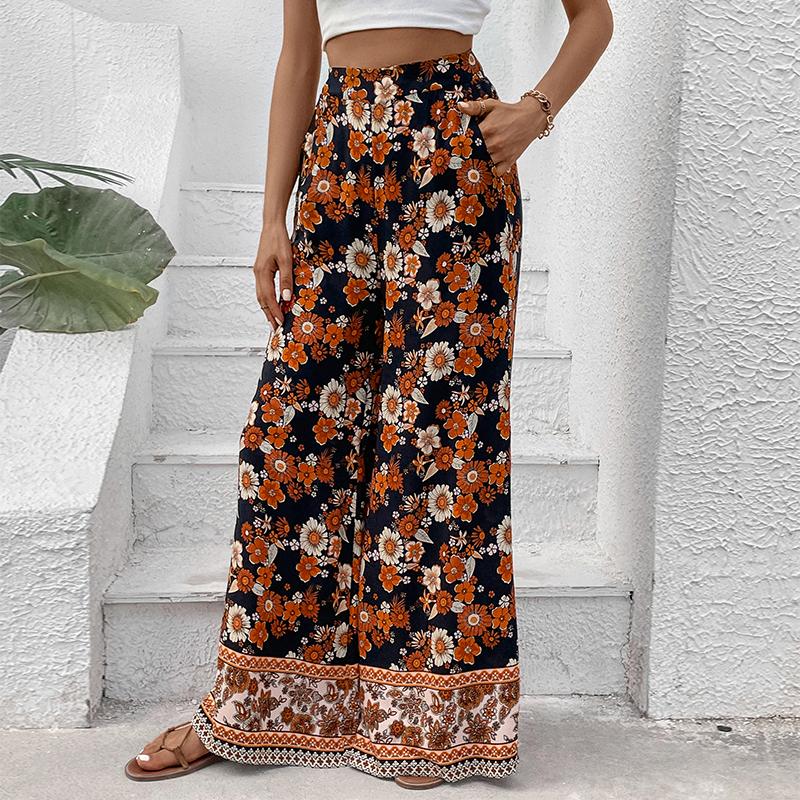 YYFS Women's Vintage Bohemia Casual Floral Print Trousers Pants & Capris