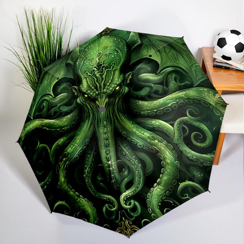 Retro Cthulhu Octopus Umbrella Automatic Open/close, Sturdy Iron Frame & 8-Rib Struct, Umbrella for Women & Men, Christmas Gifts