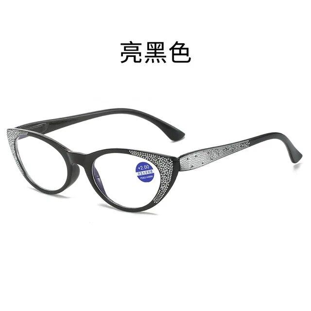 

Новые винтажные очки для чтения с кошачьим глазом и бриллиантами, женские очки с анти-синим светом для пресбиопии, диоптрии от +1,0 до +4,0 100