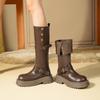 Women's Retro Western Knee-High Boots - Autumn 2025 Style, Thick-Soled, Slimming, High-Top Knight Boots
