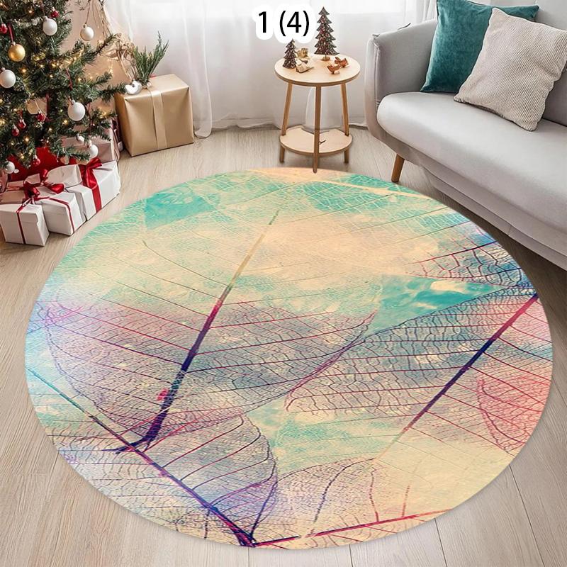Warm Leaf Circular Carpet Gradient Leaf Home Decor Floor Mat Living Room Bedroom Entrance Non Slip Door Mat