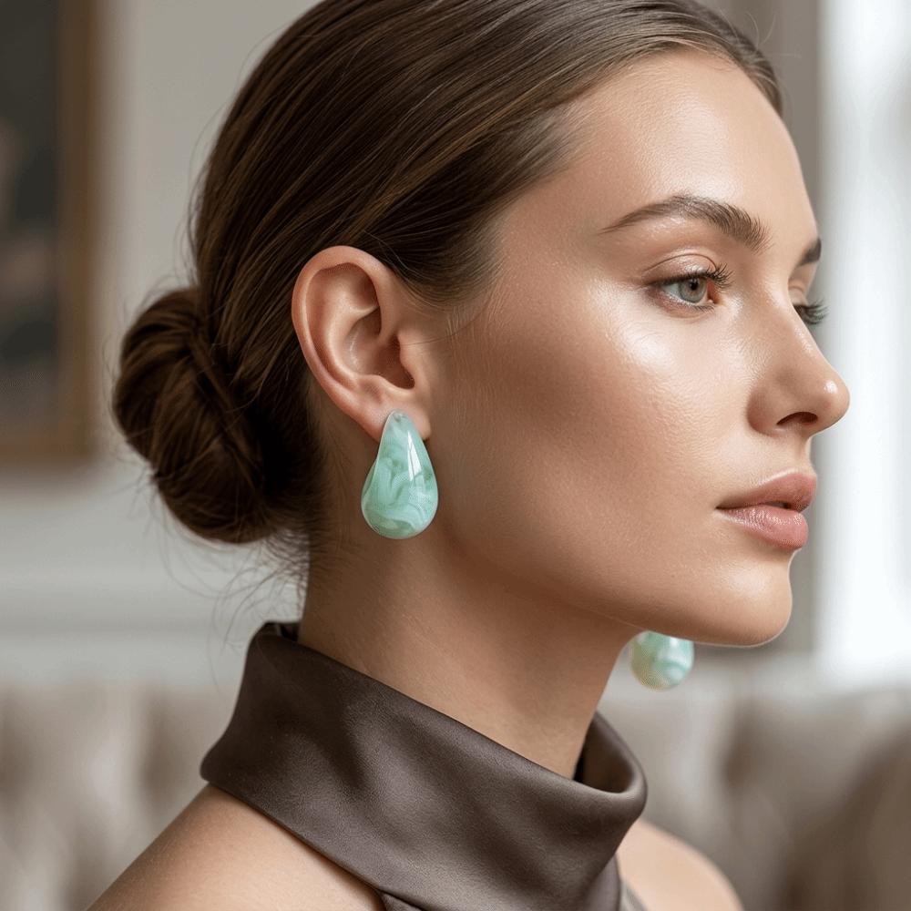30pcs Imitation Gem Chunky Waterdrop Earring Matte Teardrop Stud Earrings  Wedding
