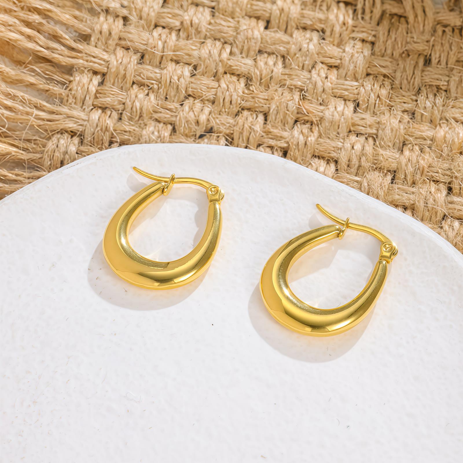 Source Personality Trend Wind Geometry Round Titanium Steel Earrings Individual Cold Wind Ear Jewelry