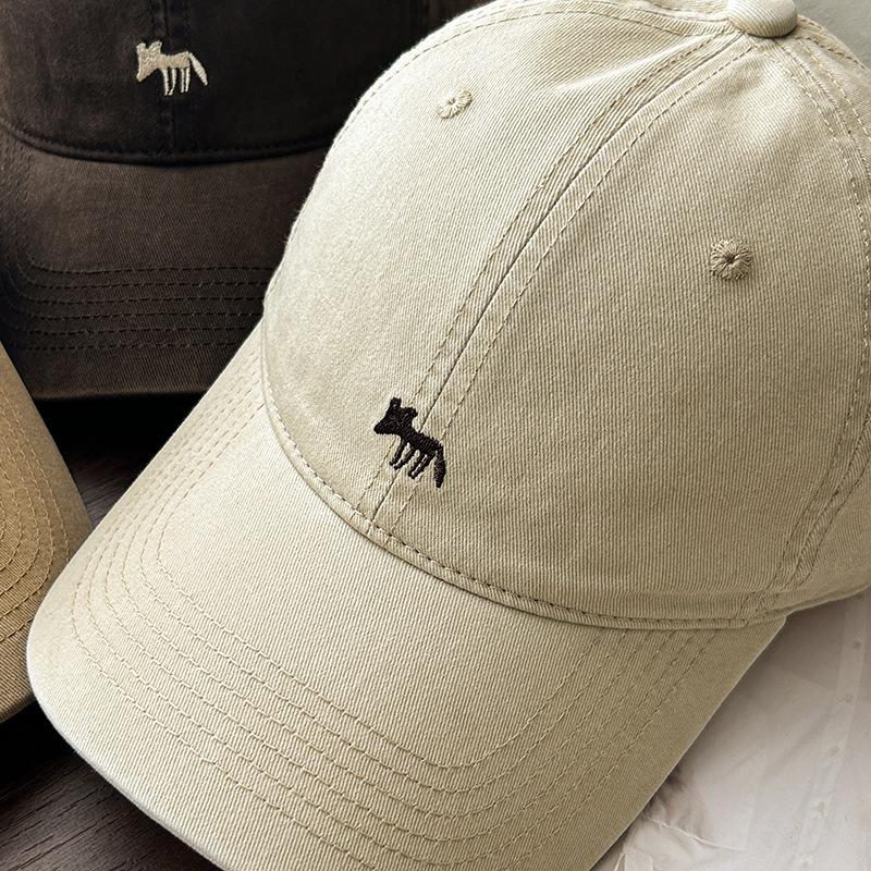 Grape Purple Embroidered Little Fox Soft Top Baseball Cap Women's New High Quality White Cap