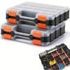 Double Sided Tool Organizer Box with Removable Dividers, 34 Grids, Durable Plastic Hardware Storage for Screws, Nuts,Small Parts