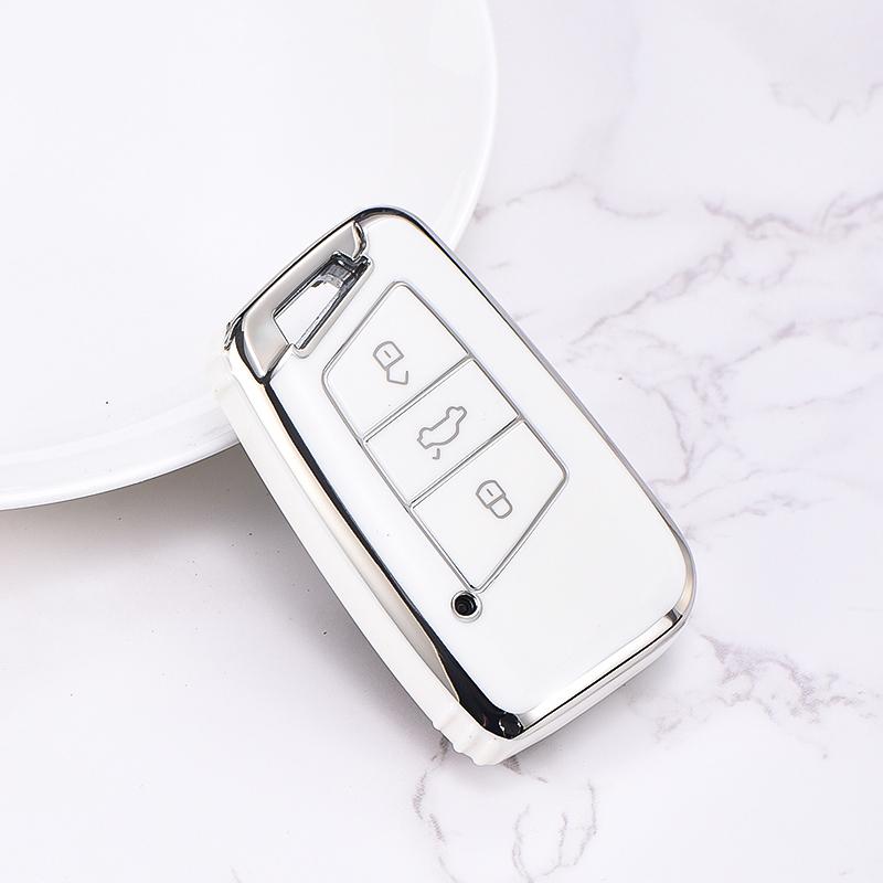 Abs Carbon Fiber Auto Key Fob Cover Case Bag Fit For Vw Volkseagen Passat B8 Magotan Fit For Skoda Superb A7 Kodiaq Seat Housing Remote