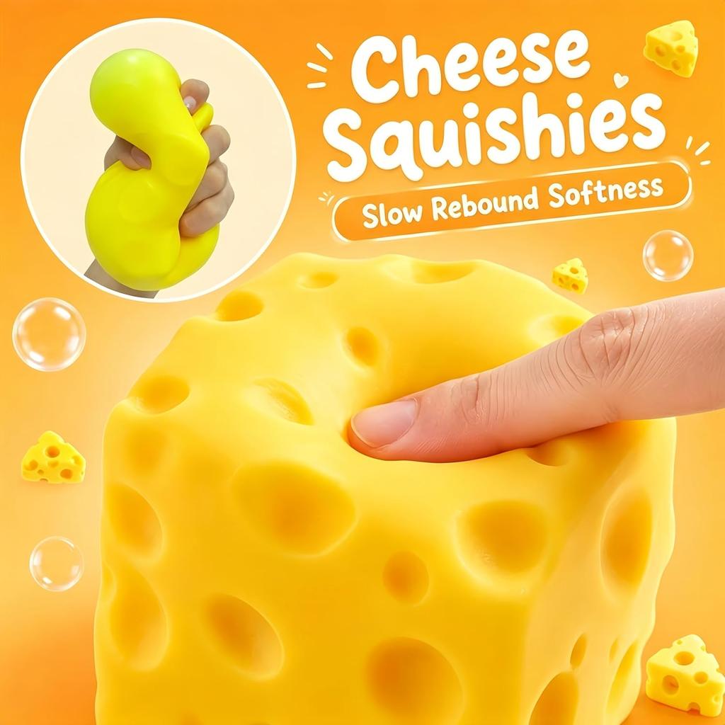 Squishy Cheese Squeeze Toy  Stress Ball Simulated Cheese Adult Fidget Butter Soft Shapeable Fingertip Sensory Toy