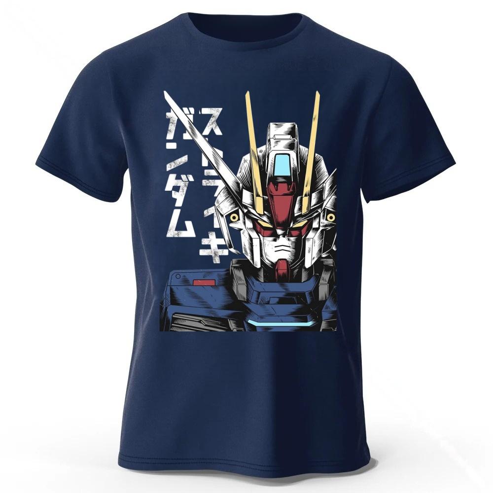 

Japanese Retro Mobile Suit Gundam Pure Cotton T-shirt Unisex Daily Casual Versatile Comfortable Plus-size Short Sleeves Tees S темно-синього кольору