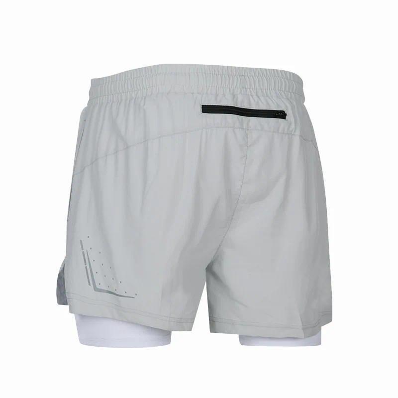 Pantaloni scurți pentru bărbați, cu uscare rapidă, respirabili, lejeri, anti-explozie, cu căptușeală dublă, cu buzunar în spate, pentru alergare, maraton, atletism pe pistă