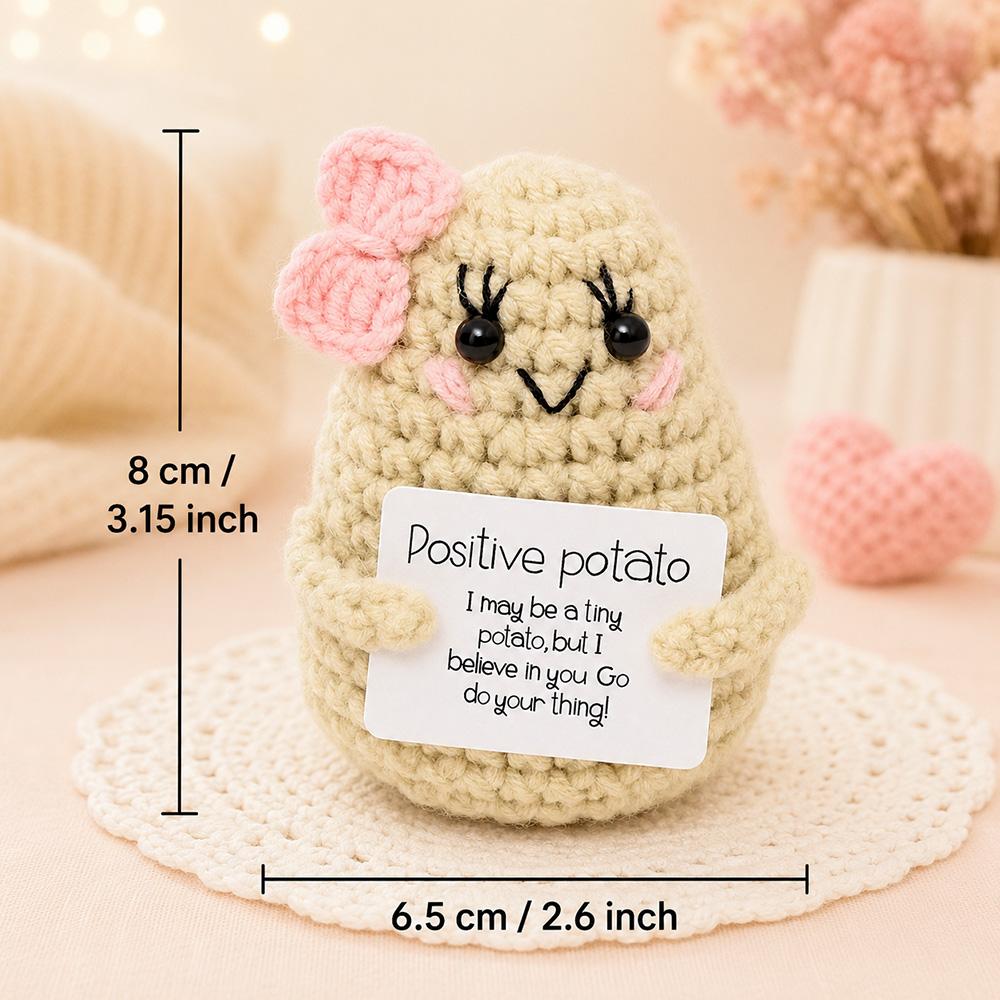 Bambola all'uncinetto Energia Positiva Tasca Abbraccio Fatto a Mano Maglia Peluche Patata Pianta Avocado Ape Tartaruga Anatra Divertente Regalo di Supporto Emotivo