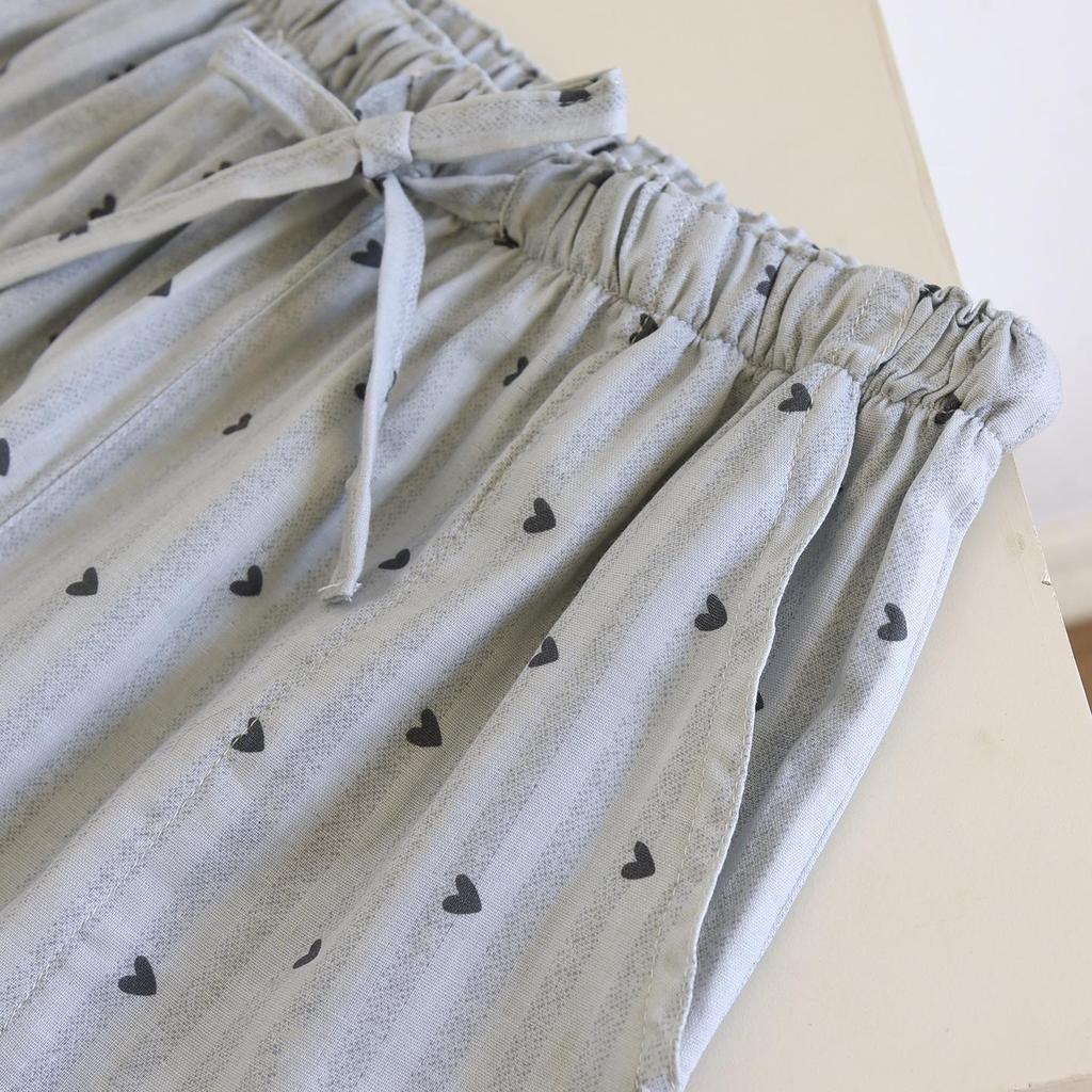 Women's Pure Cotton Sleep Pants - Breathable, Comfortable, Loose Fit with Side Pockets for Walking, Spring/Autumn Wear.