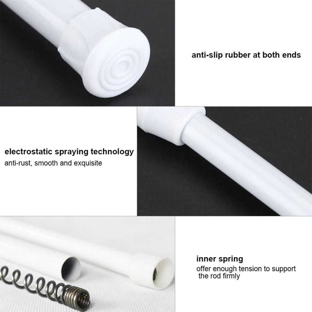 No Drilling Adjustable Shower Rod Carbon Steel Telescopic Rod Pole  Shower Curtain
