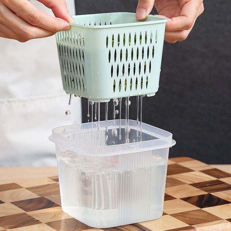 Household Food Storage Container Onion Ginger Garlic Drain Boxes with Lid Fruit Refrigerator Organizer Food-grade Kitchen Box