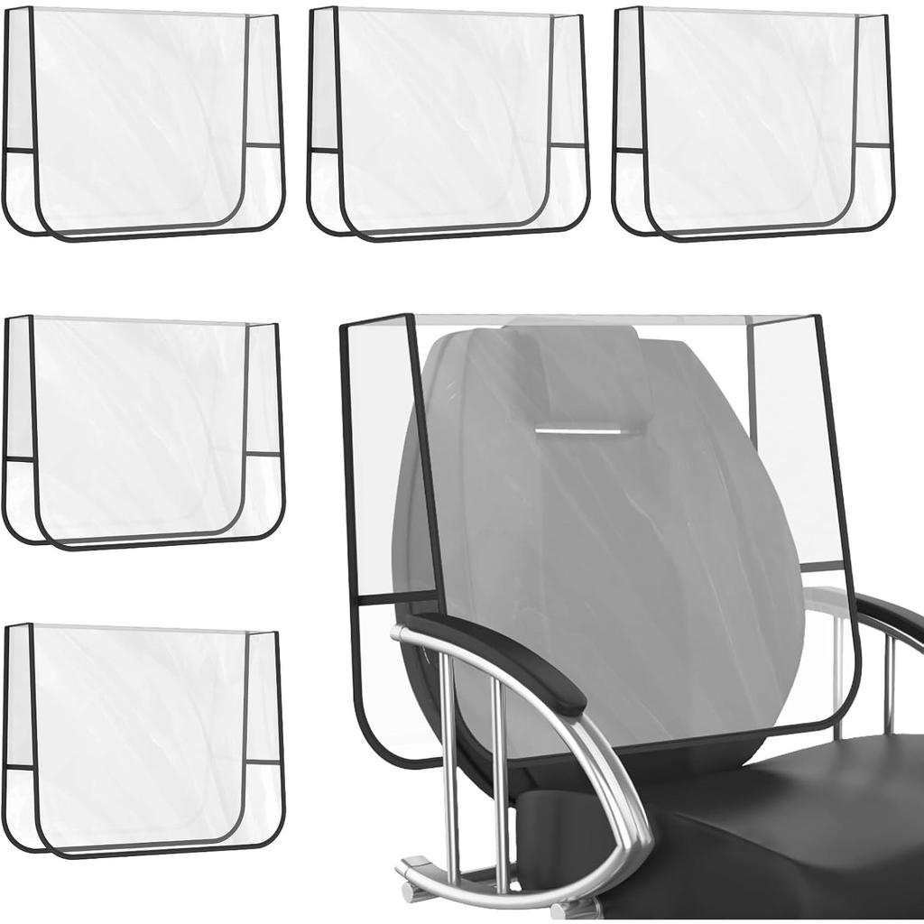 6 Pièces Housse de Protection pour Chaise de Salon, Housse de Dossier Carrée Transparente pour Chaise de Coiffure, Convient à la Plupart des Chaises Standard, Housse Transparente Renforcée à Couture de Précision