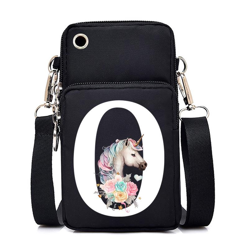 Unicorn Unicorn Letter Printing Black Oblique Span Bag Casual Portable Multi-Function Mobile Phone Bag