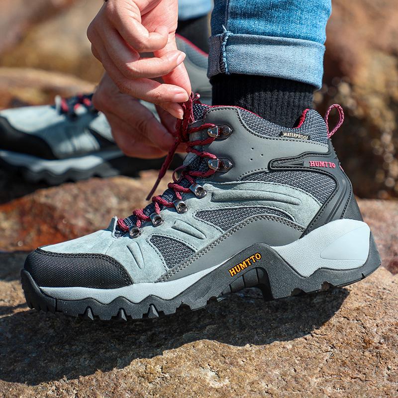 HUMTTO Platform Boots Female Women Shoes Winter Waterproof Black Ankle Boots for Womens Fashion Leather Luxury Designer Hiking Sneakers