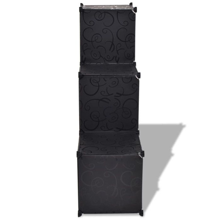 Organisateur de rangement - vidaXL - Cube - 6 compartiments - Noir - Métal et PP