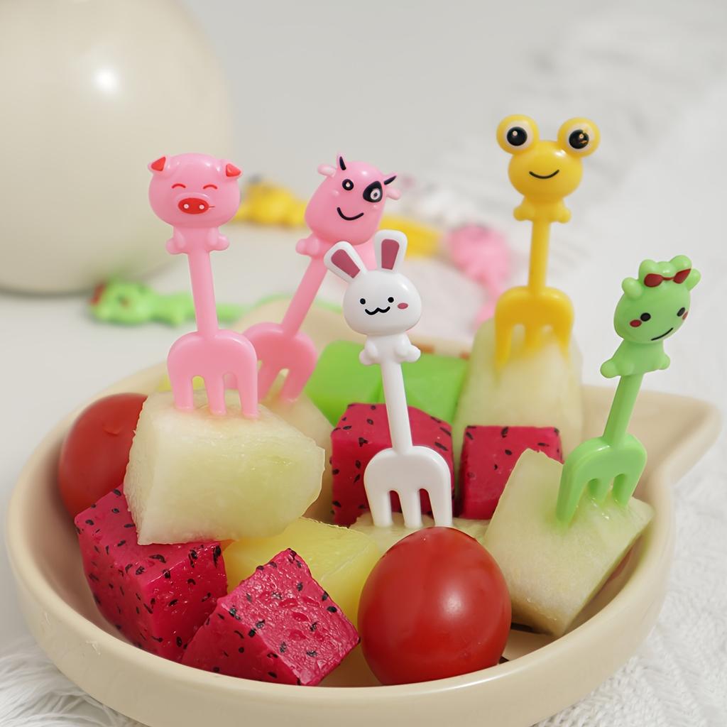 10 Stück - Wiederverwendbare niedliche Tier-Obstgabeln - perfekt für Snacks, Kuchen und Früchte - perfekt für den Außen- und Heimgebrauch