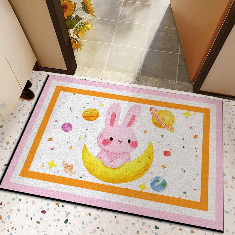 Kreskówkowa jedwabna mata podłogowa na drzwi wejściowe, domowa mata na drzwi wejściowe, mata na brud na drzwi, zewnętrzna odporna na brud, usuwająca kurz, dywan, który można dopasować