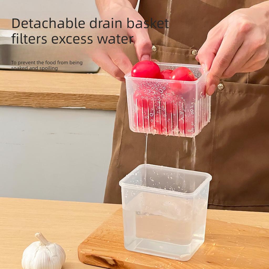 Clear Plastic Food Storage Box Portable Moisture Proof Sealed Snacks Grain Storage Container Drain Fruit Box Kitchen Organizer