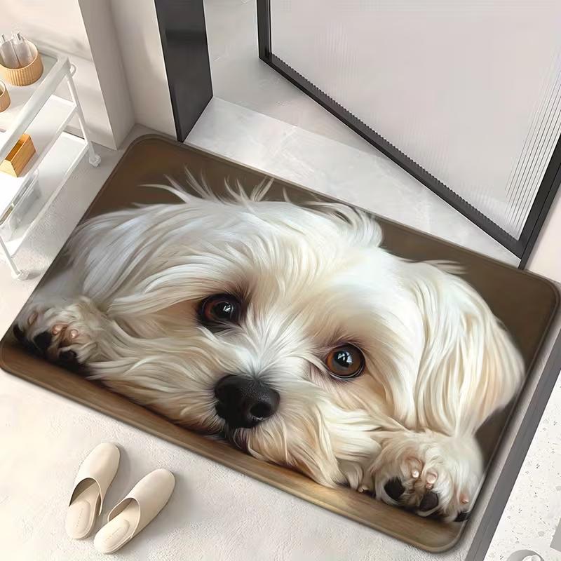 Tappetino per porta cane carino Cucciolo che sbircia da un buco Tappetino morbido antiscivolo Decorazione per la casa con animale dolce Tappeto per ingresso per corridoio