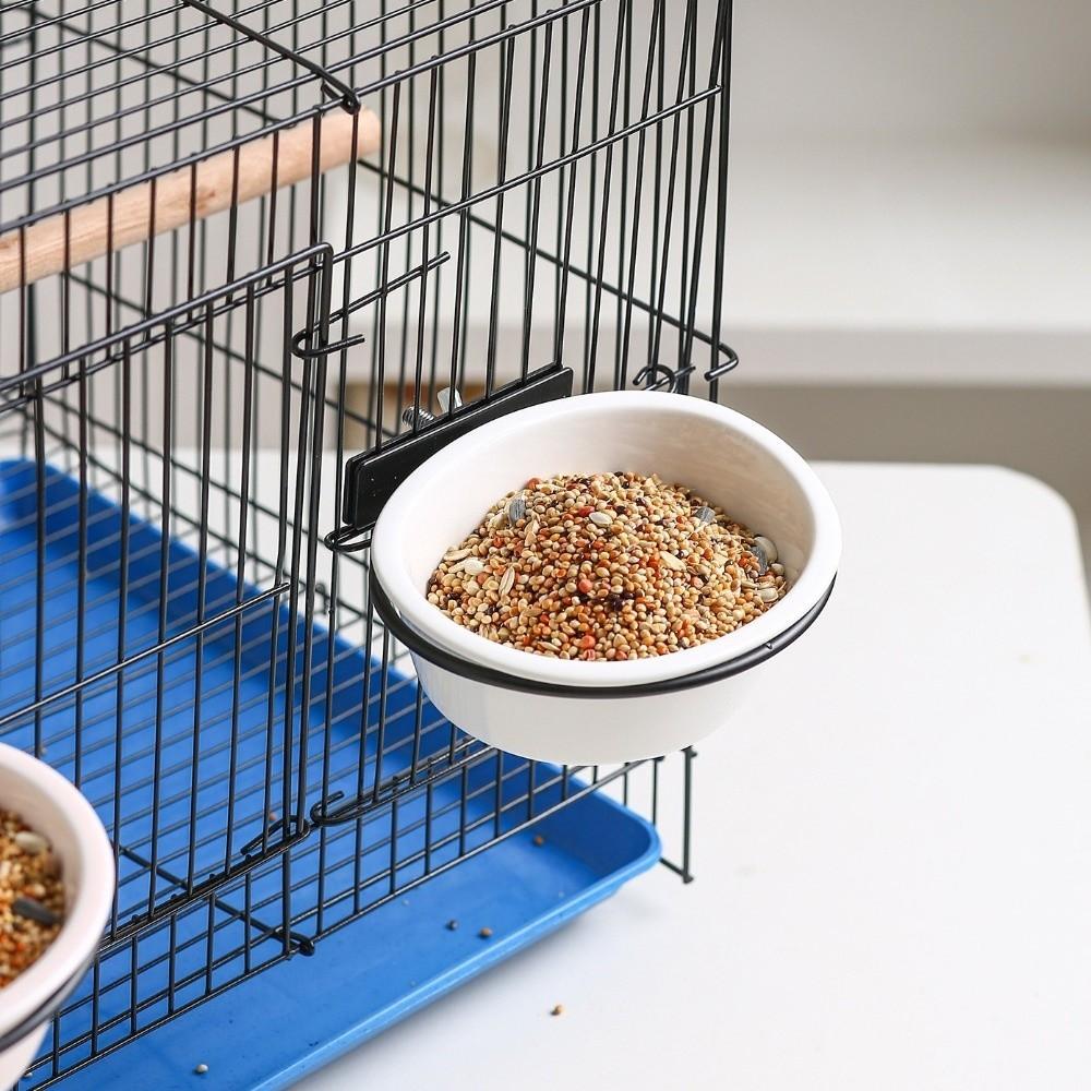 Wide Mouth Hanging Ceramic Parrot Bowl Prevents Spills with Stand Parrot Food Cup Detachable Parrot Water Feeder Aviary